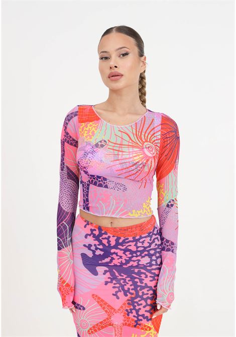 Seashell pink patterned long sleeve top ME FUI | MF24-0126X1.
